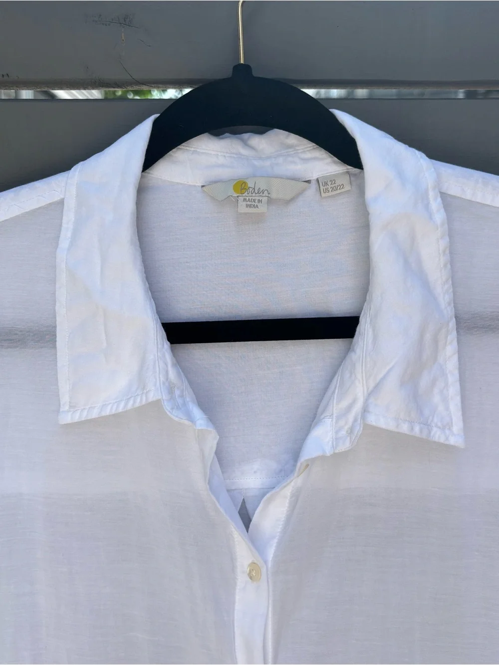 Boden White Oversized Longline Button Down Shirt US 20 22 Cotton Blend Tunic